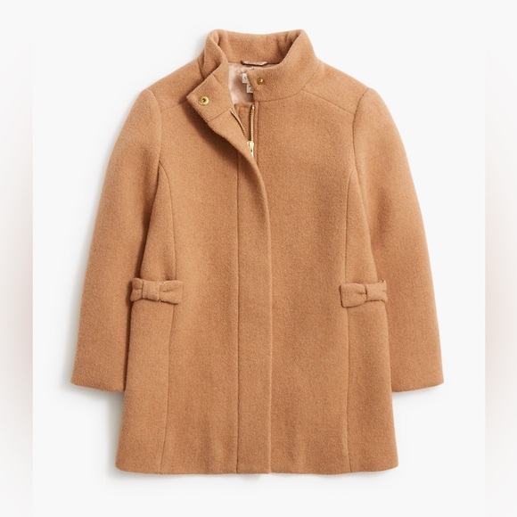 Crewcuts Other - Crewcuts J.Crew Girls' wool-blend bow-pocket coat, kids 6-7, Heathered Acorn